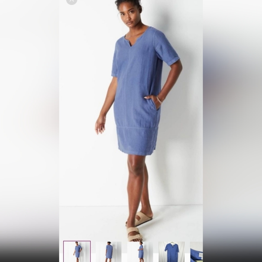 NWT J Jill 100% Linen Blue Dress Size Medium